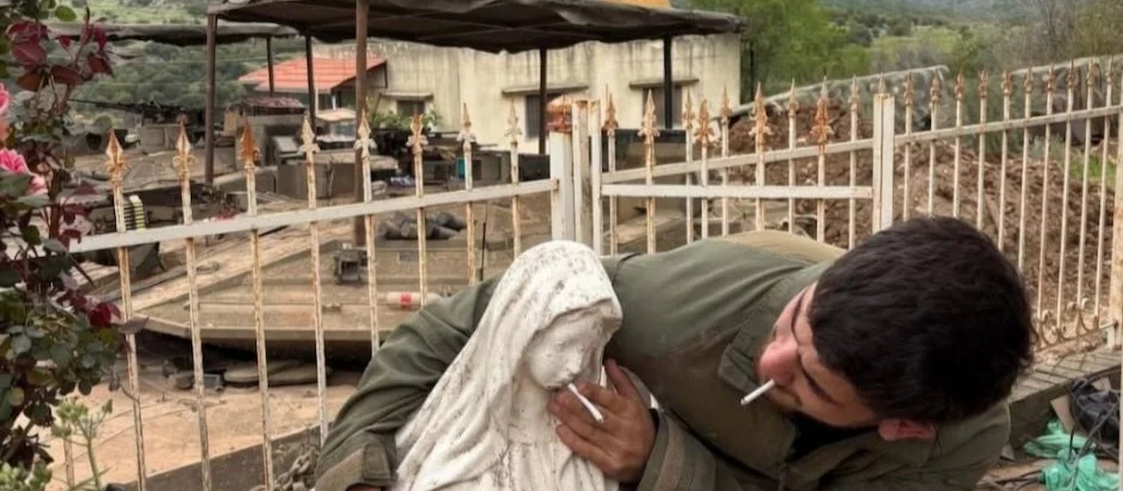 Israeli Soldier Places Cigarette in Virgin Mary Statue’s Mouth. Zionist hate Christians and Muslims ?