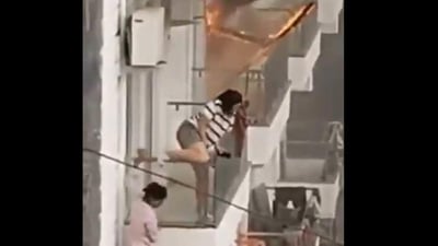 Greater Noida Girls’ Hostel Fire: Two Jump from Balcony as Massive Blaze Erupts, Video Goes Viral