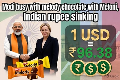 Indian currency sink to ninety seven soon cross one hundred while Modi busy in Meloni with chocolate melody
