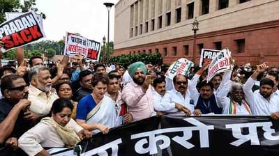 Slogan Versus Slogan At Parliament Entrance As NDA And Opposition Hold Face To Face Protests