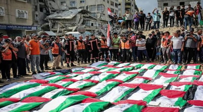 Israeli Genocide in Gaza Claims Over 70000 Lives as Palestinians Bury Remains of 105 People Recovered From Rubble