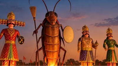 Delhi Ramleela Burns 30 Foot Cockroach Effigy in Pitampura: Is Protesting Gyanesh Kumar Seen as Fighting Modi?