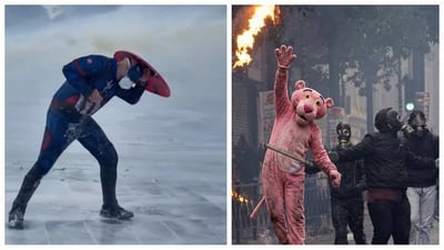 Superheroes Black Panther and Captain America Join France Protests as Massive Crowds March Over Cost of Living and Crumbling Public Services