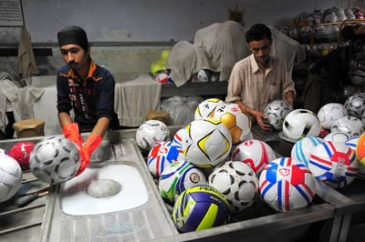 Pakistan produces about 70% of the world’s footballs
