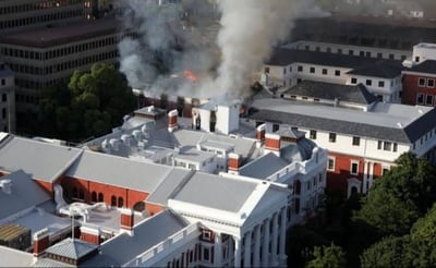 Fire broke out in the Parliament of South Africa on Sunday