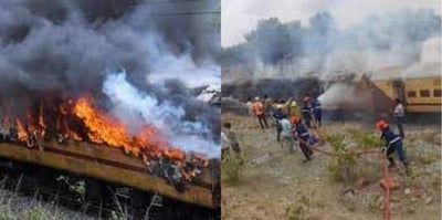 Falaknuma express howrah hyderabad caught fire. This is the third major train accident in 2023.
