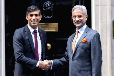 External Affairs Minister Jaishankar meets UK PM for Diwali celebrations and negotiates about FTA Progress and other Strategic Plans.